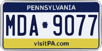PA license plate MDA9077
