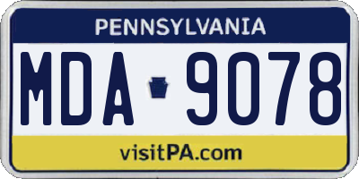 PA license plate MDA9078