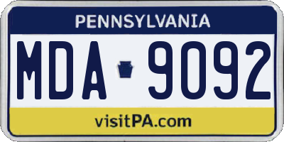 PA license plate MDA9092