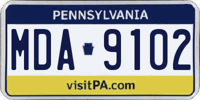 PA license plate MDA9102