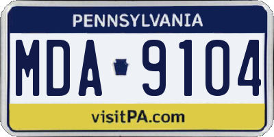 PA license plate MDA9104