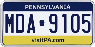 PA license plate MDA9105
