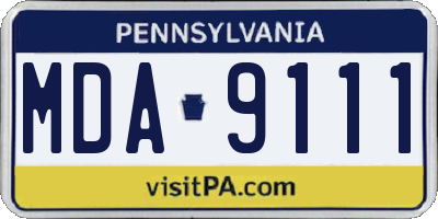 PA license plate MDA9111