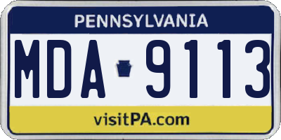PA license plate MDA9113