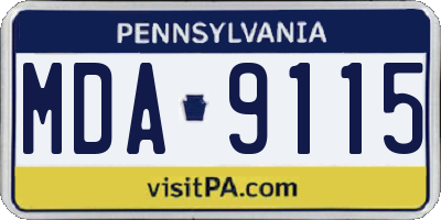 PA license plate MDA9115