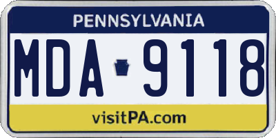 PA license plate MDA9118