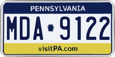 PA license plate MDA9122