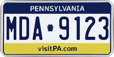 PA license plate MDA9123