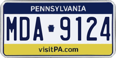 PA license plate MDA9124