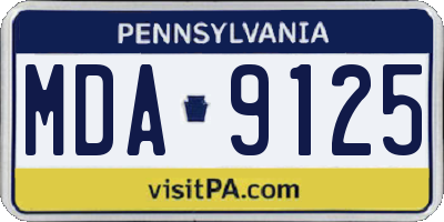 PA license plate MDA9125