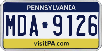 PA license plate MDA9126