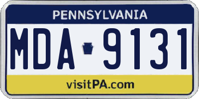 PA license plate MDA9131