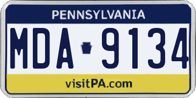 PA license plate MDA9134