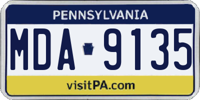 PA license plate MDA9135