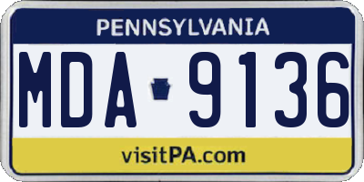 PA license plate MDA9136