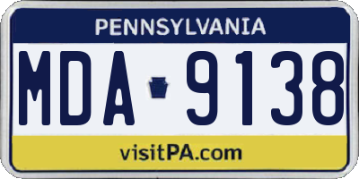 PA license plate MDA9138