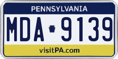 PA license plate MDA9139