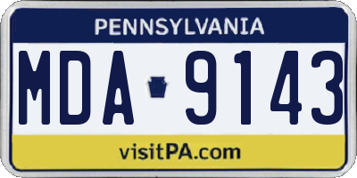 PA license plate MDA9143