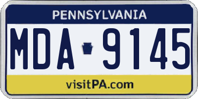 PA license plate MDA9145