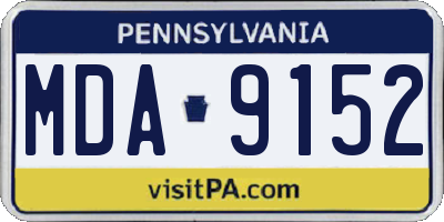 PA license plate MDA9152