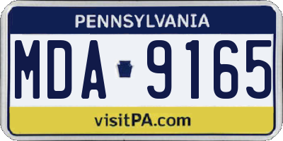 PA license plate MDA9165