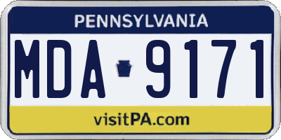 PA license plate MDA9171
