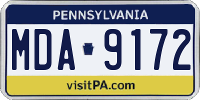 PA license plate MDA9172