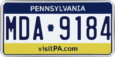 PA license plate MDA9184