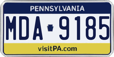 PA license plate MDA9185