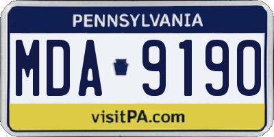 PA license plate MDA9190