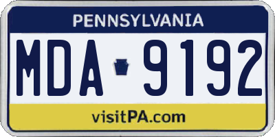 PA license plate MDA9192