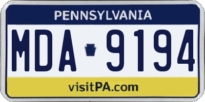 PA license plate MDA9194