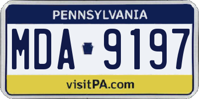 PA license plate MDA9197
