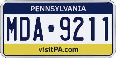 PA license plate MDA9211