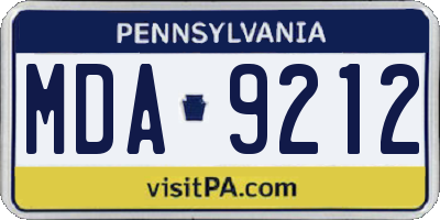 PA license plate MDA9212