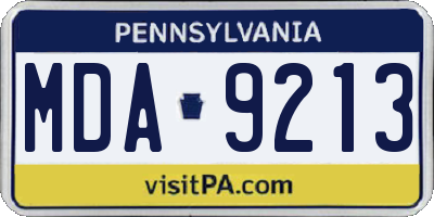 PA license plate MDA9213