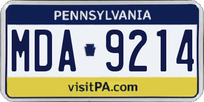 PA license plate MDA9214