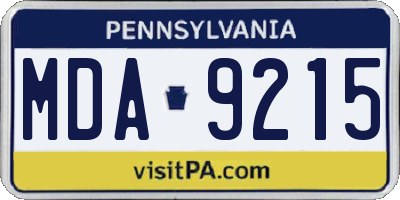 PA license plate MDA9215