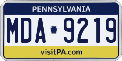PA license plate MDA9219