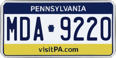PA license plate MDA9220