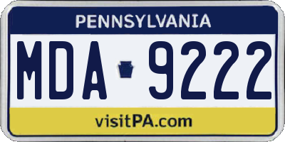 PA license plate MDA9222