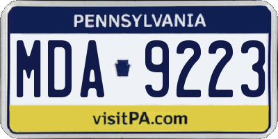 PA license plate MDA9223