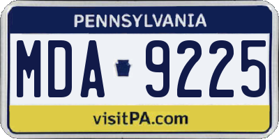 PA license plate MDA9225