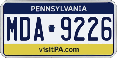 PA license plate MDA9226