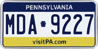 PA license plate MDA9227