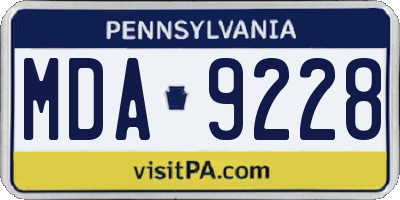 PA license plate MDA9228