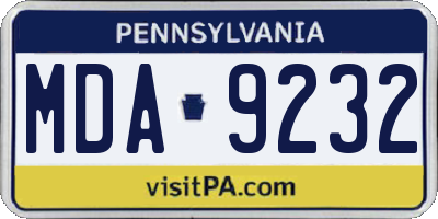 PA license plate MDA9232