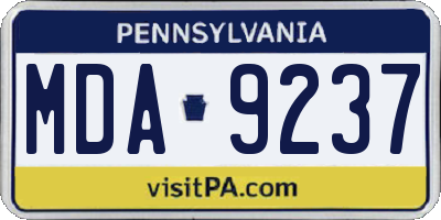 PA license plate MDA9237