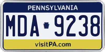 PA license plate MDA9238