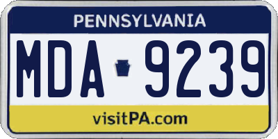 PA license plate MDA9239